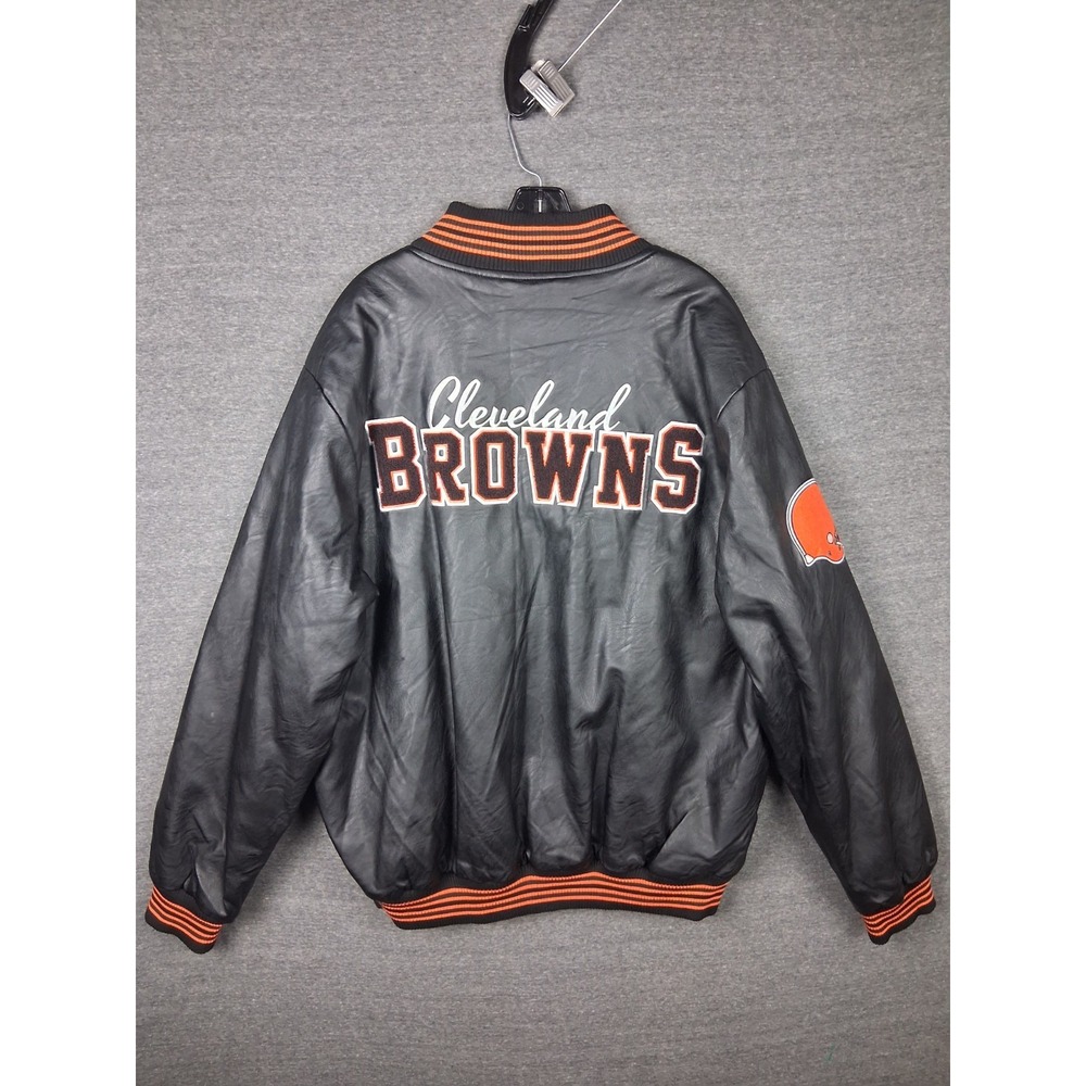 G-III Apparel Jacket XL Cleveland Browns NFL Brownie the Elf Faux‎ Leather